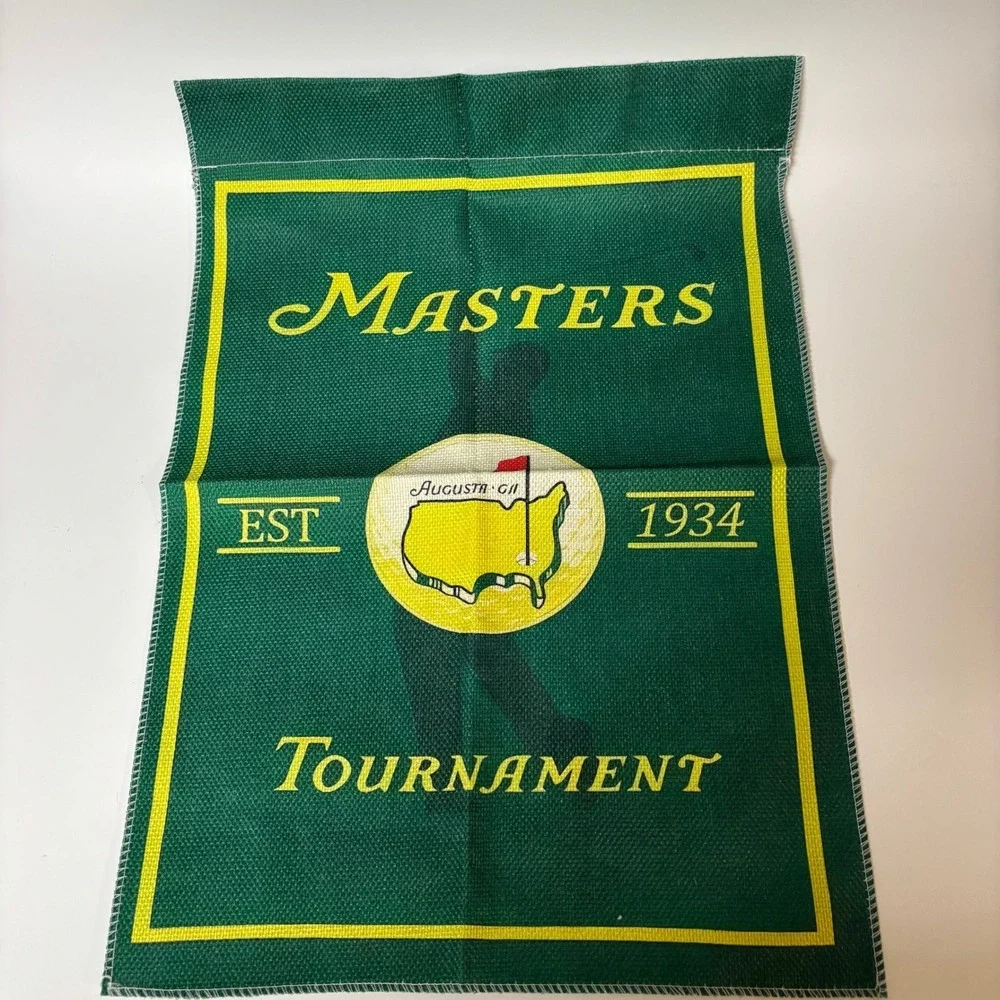 Masters Tournament Golf Garden Flag Augusta Georgia Green Yellow Burlap Style